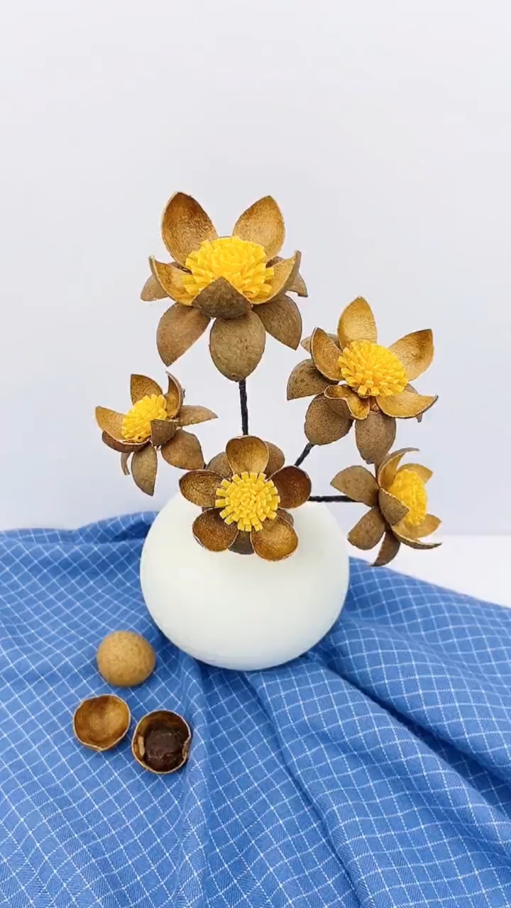 手工制作#今天吃的龙眼干果壳,我不打算放过它们了!