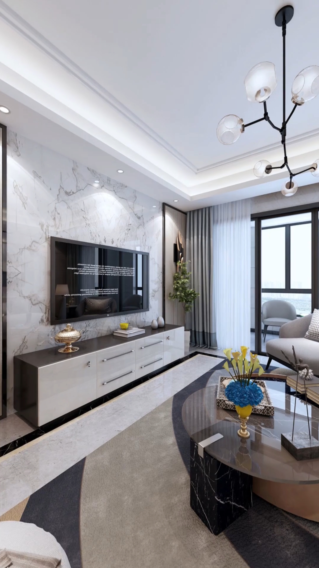 装修参考效果图资料#现代风格客餐厅全景效果图