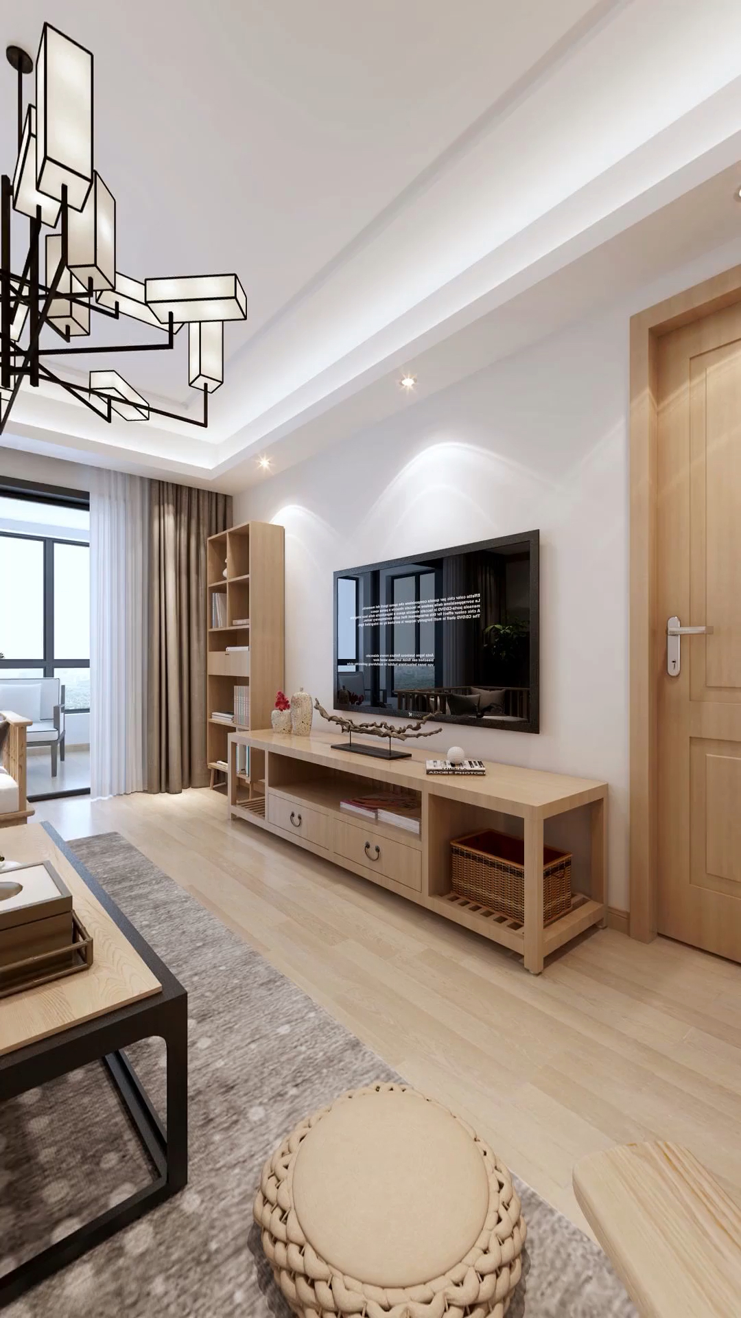 装修参考效果图资料#新中式风格客餐厅全景效果图