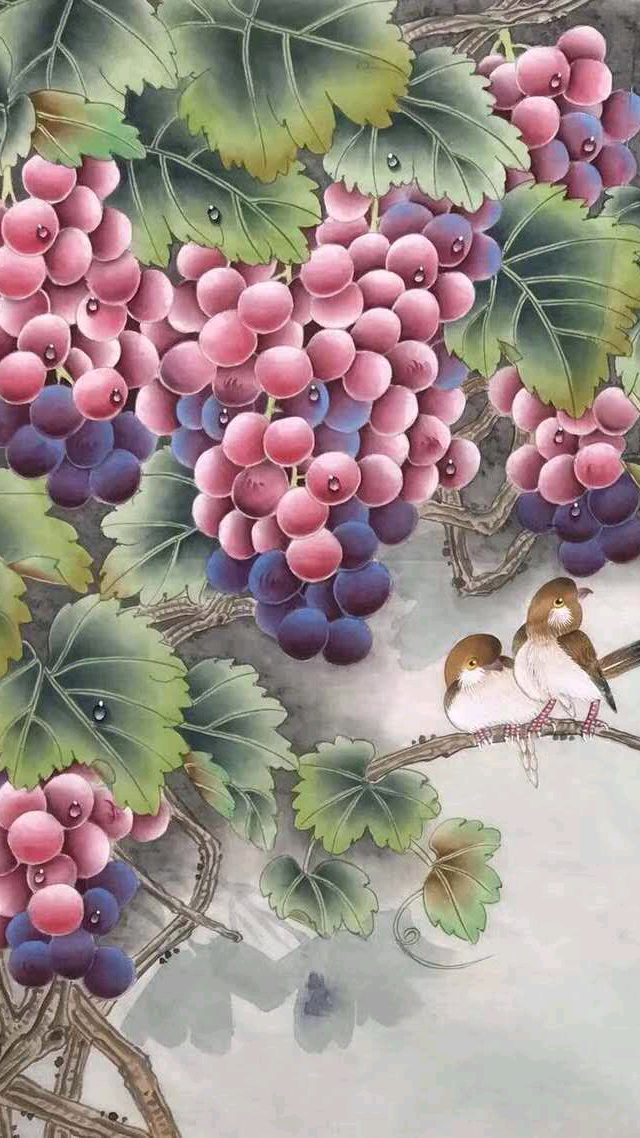 欧阳国德老师原作,四尺斗方工笔葡萄69x69588元/幅!百分百纯手