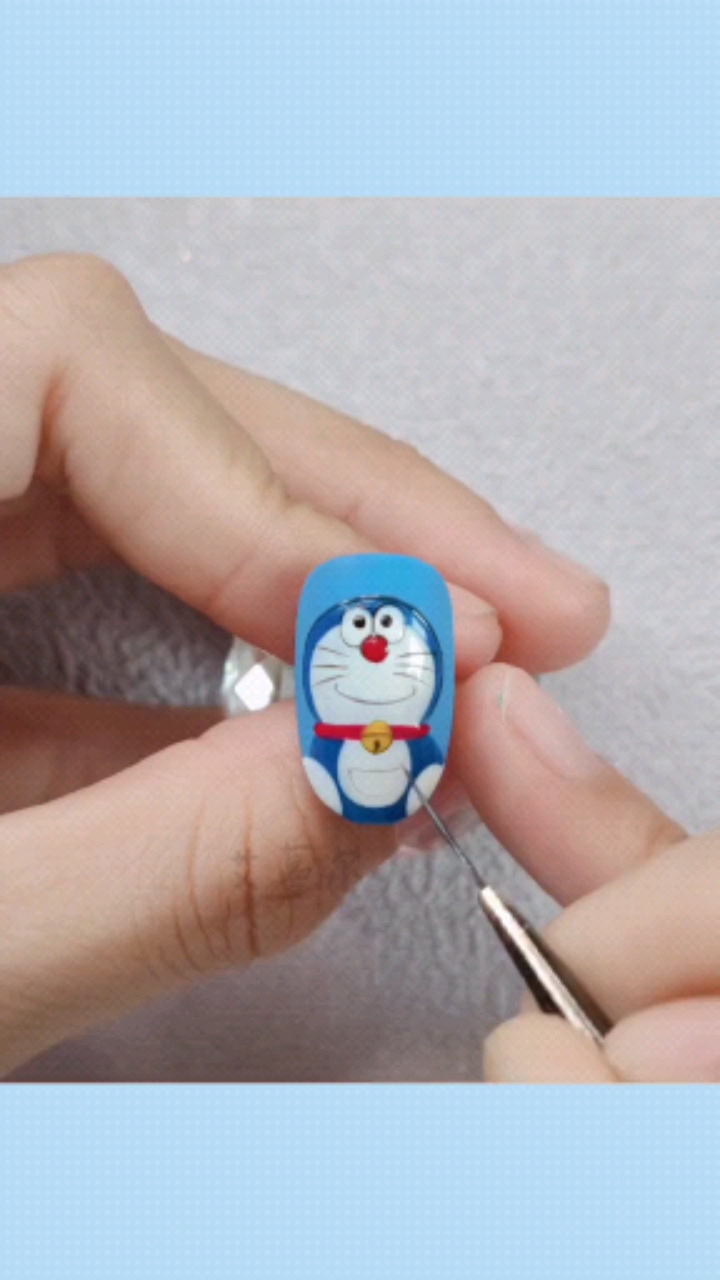 在家自己做美甲#哆啦a梦美甲教程