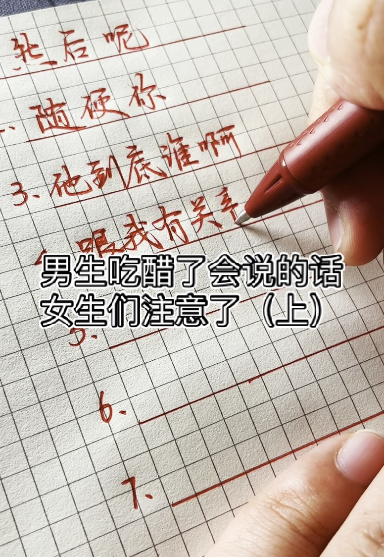 手写文字#男生吃醋了会说的话,女生们注意了(上)