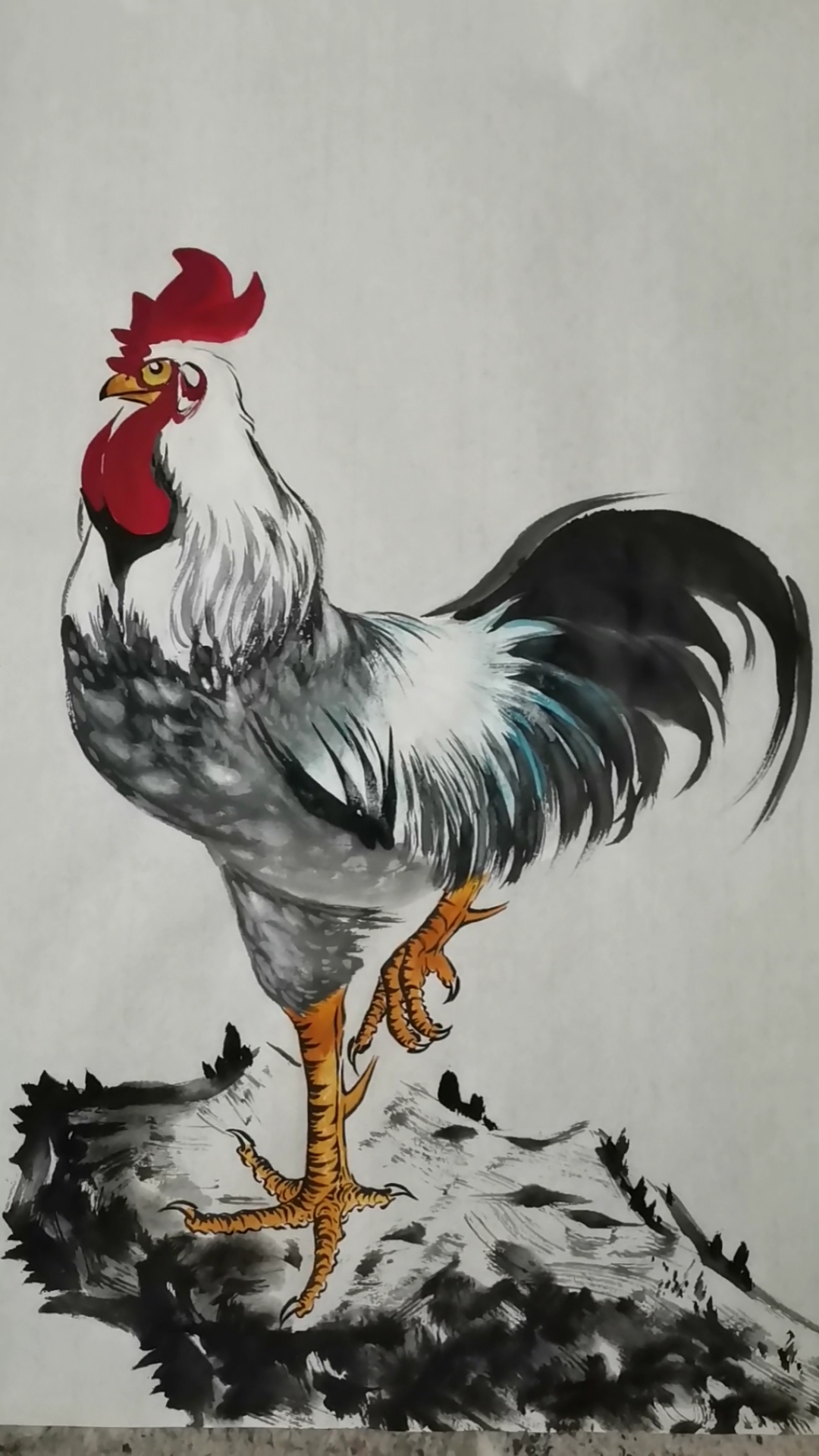 王兴民国画公鸡:吉祥如意