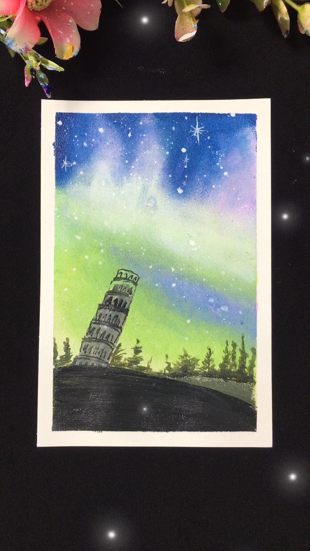 画画简单易学星空画极光