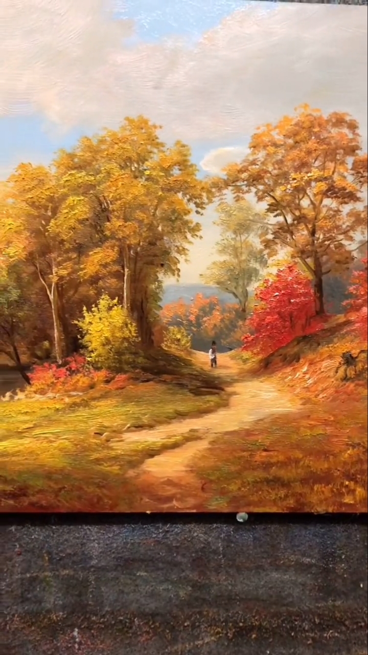笔触细腻写实的油画风景绘画