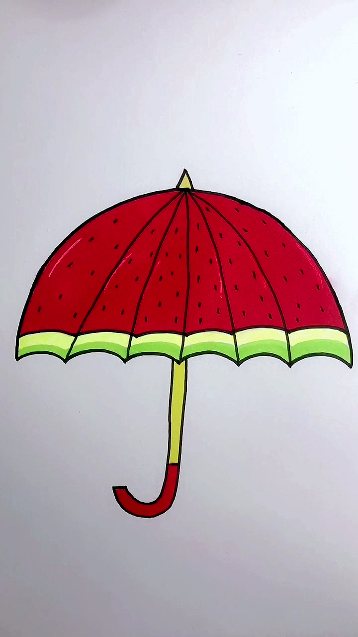 画画原来如此简单#西瓜雨伞甜不甜?