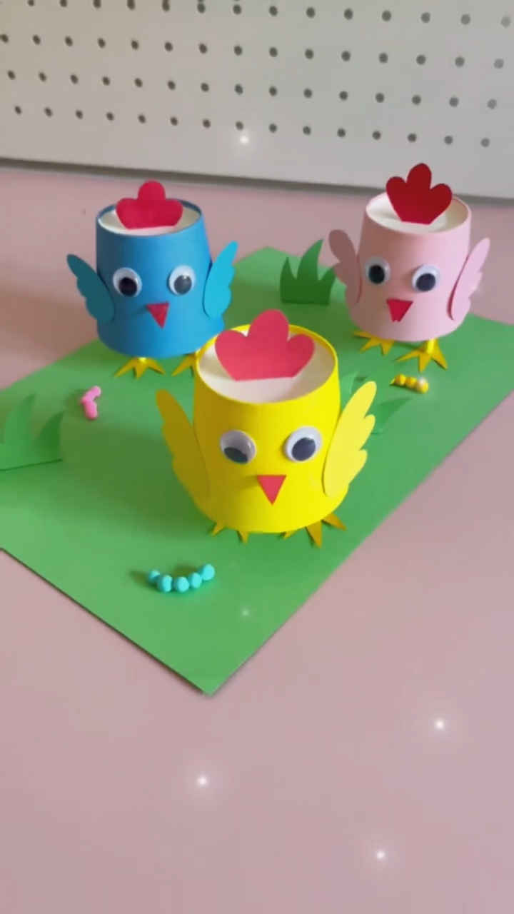 手工制作#用纸杯做一个立体小鸡