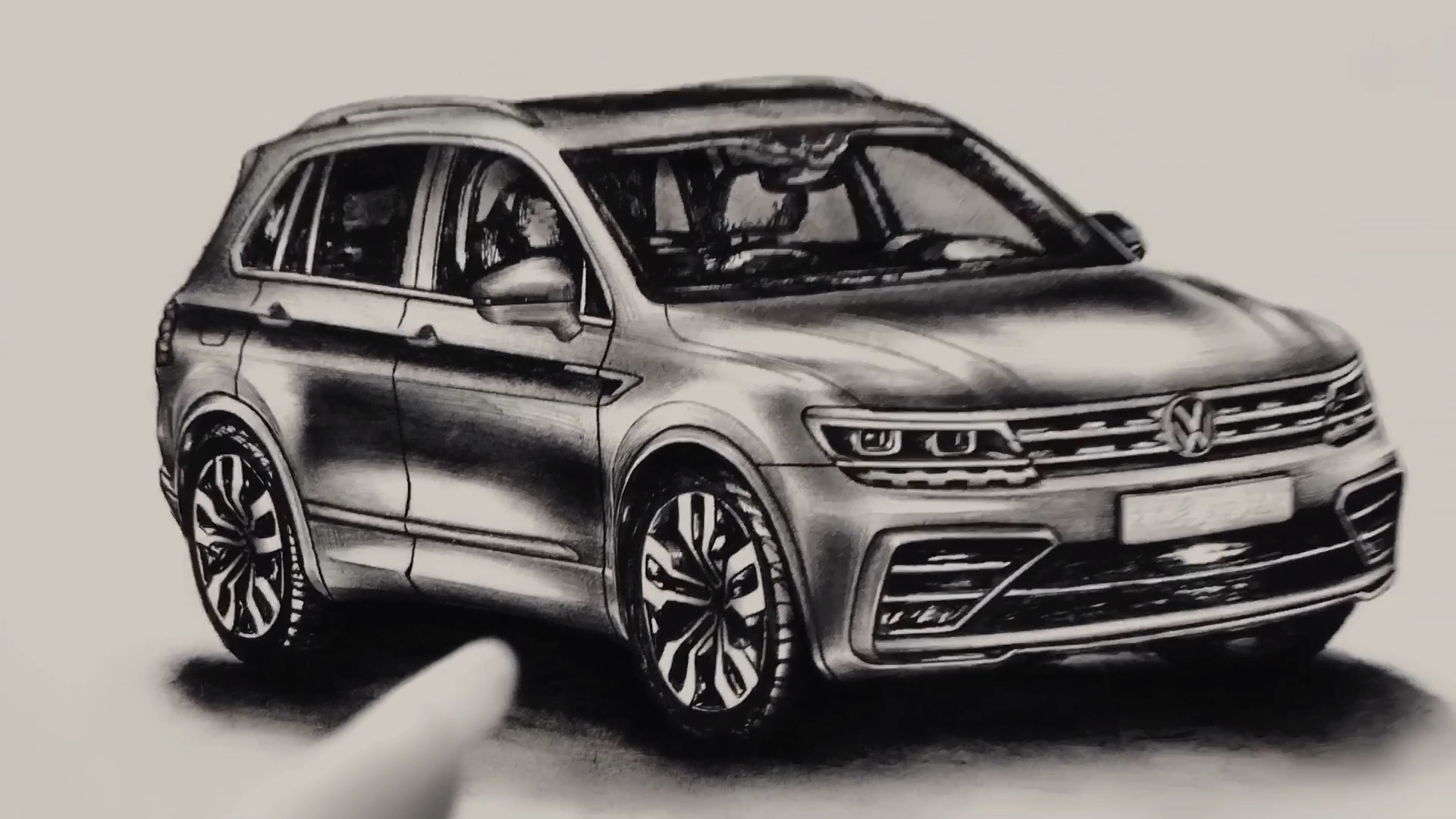 我要上热门#绘画素描汽车——大众途观