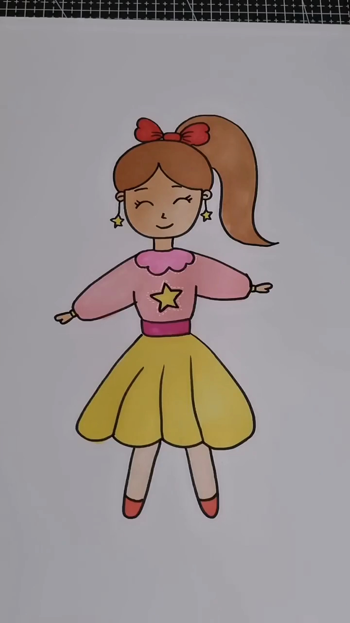 学画小女孩简笔画