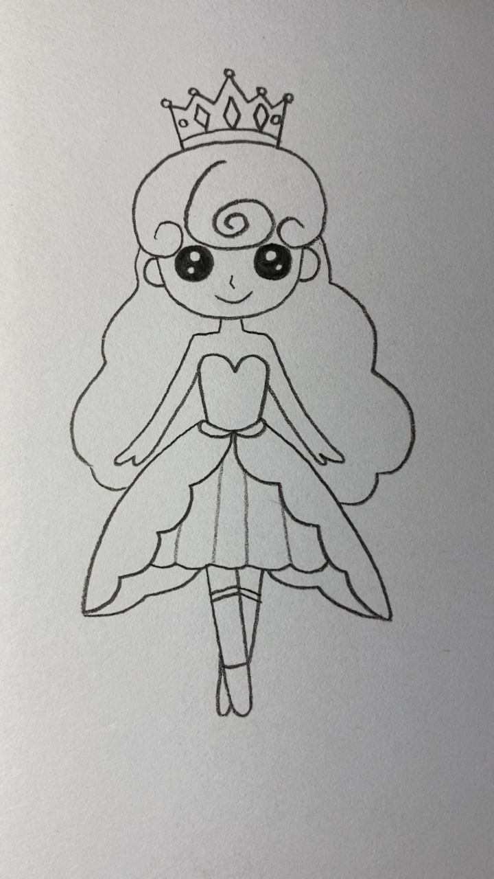 画美丽的卷发小公主