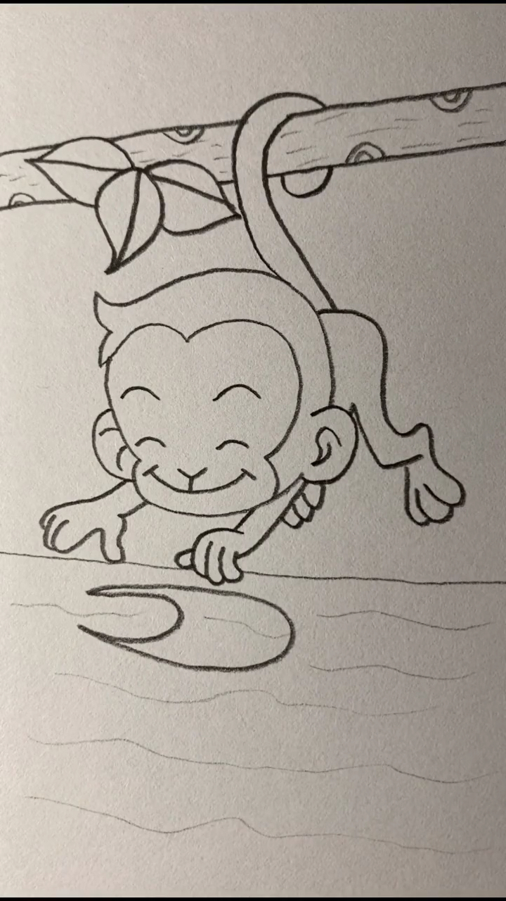 简笔画#画猴子捞月
