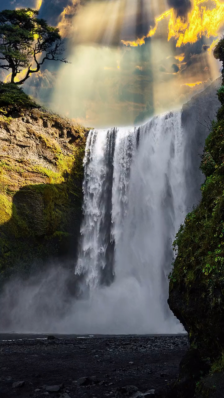 斯科加瀑布位于冰岛南部,是冰岛最大,最壮丽的瀑布之一,-全民小视频