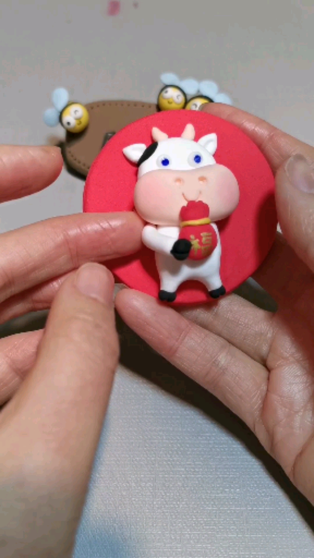 超轻粘土#牛年粘土冰箱贴