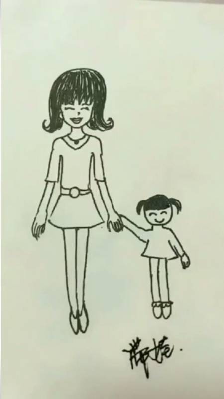 简笔画#女人的一生不容易,一定要爱护好自己