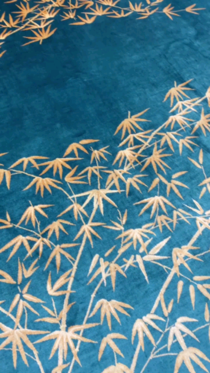 别墅地毯#配色单一而大气,图案简单而雅致的中国风手工丝毯#真丝地毯