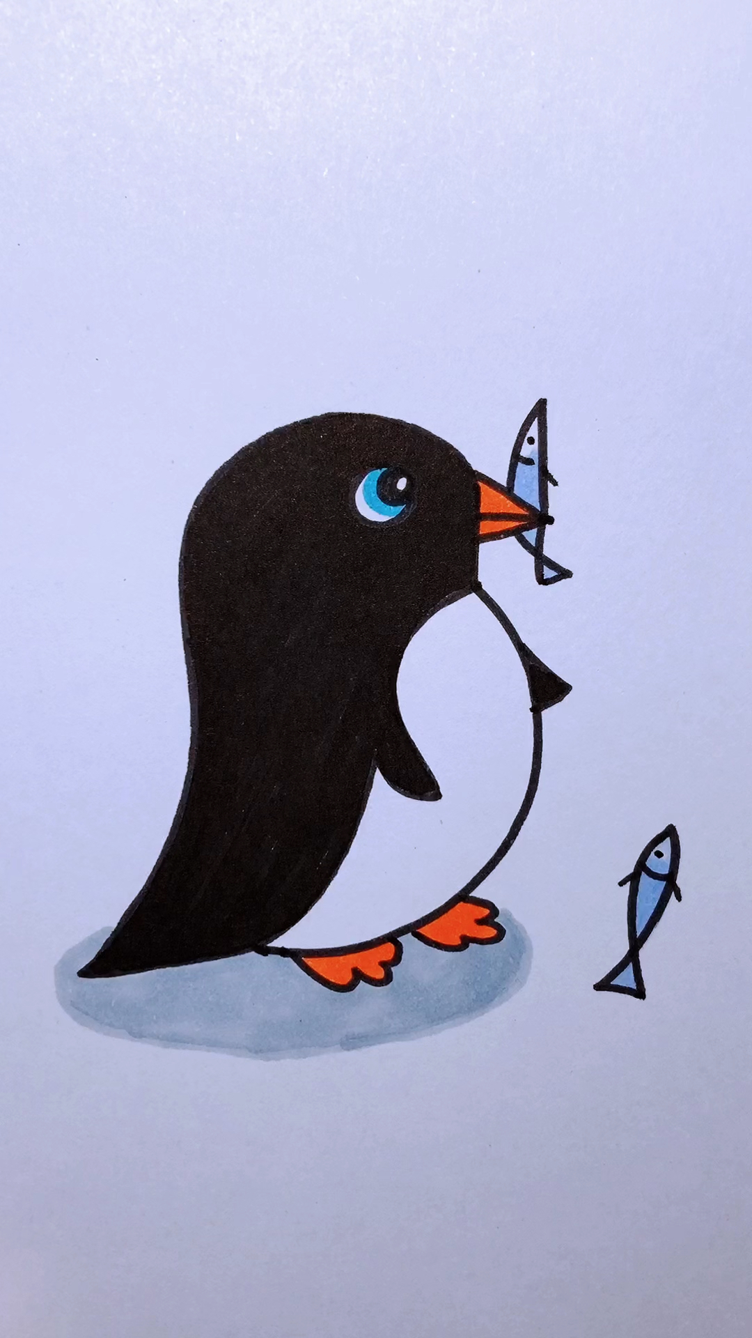 画画原来如此简单#数字5画企鹅