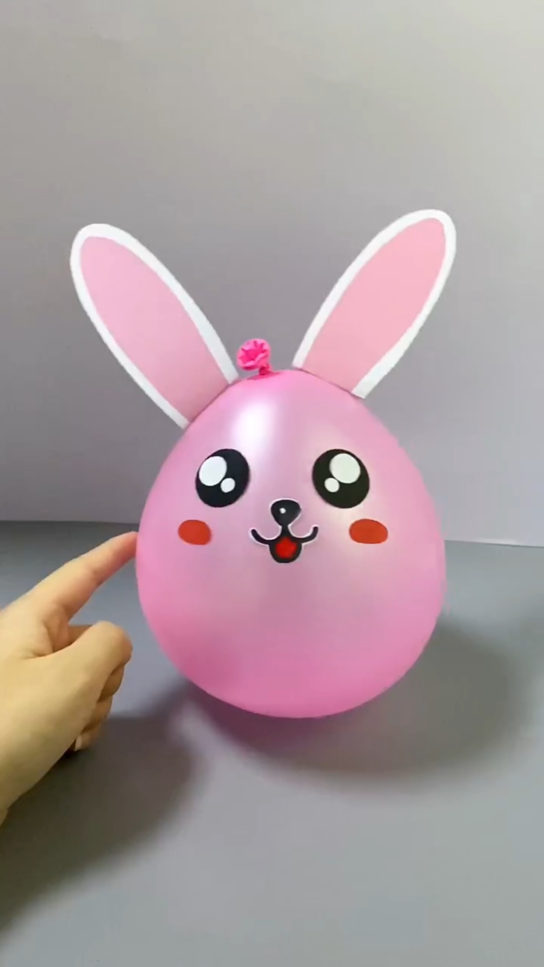 手工制作#用气球给孩子做个小兔子不倒翁吧!