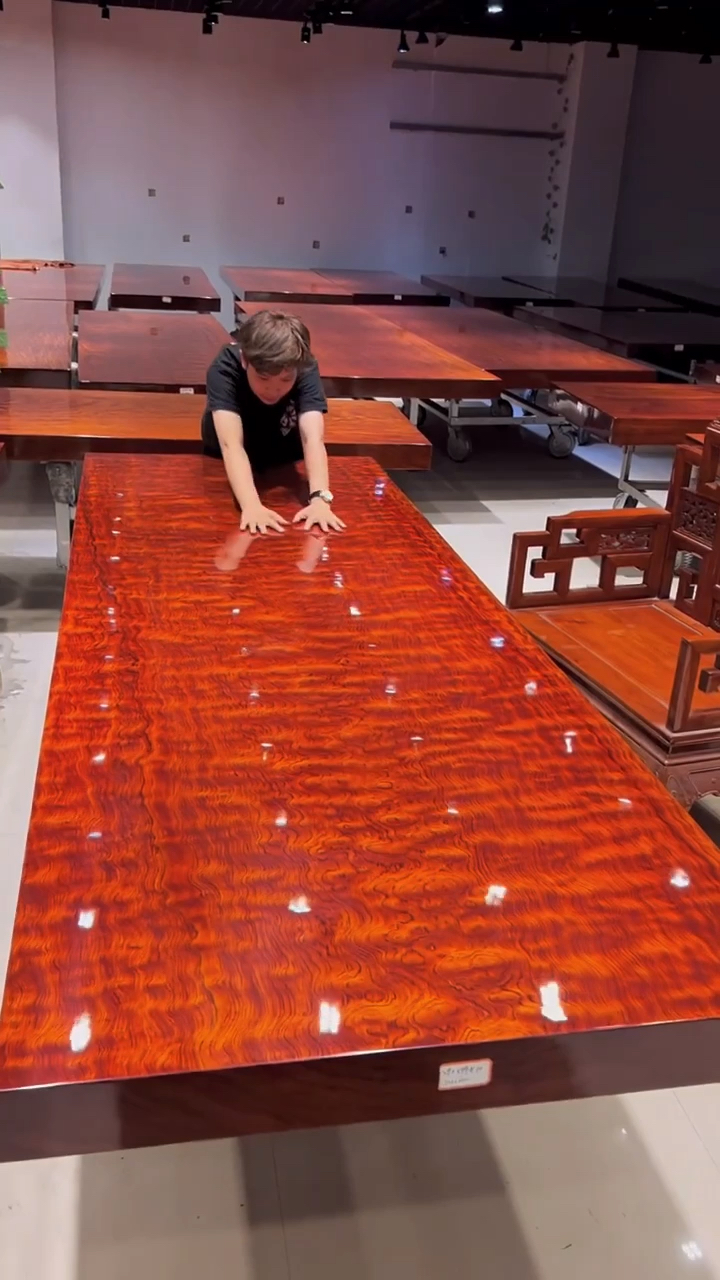 极品水波纹巴花大板#实木大板