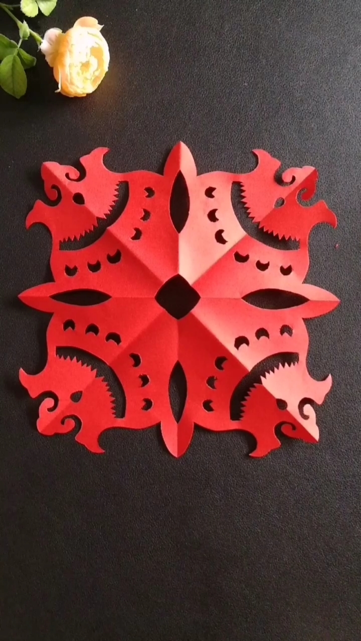 剪纸#八角窗花笑口常开剪纸