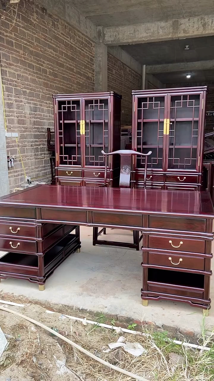 红木古典家具#赞比亚血檀办公室组合