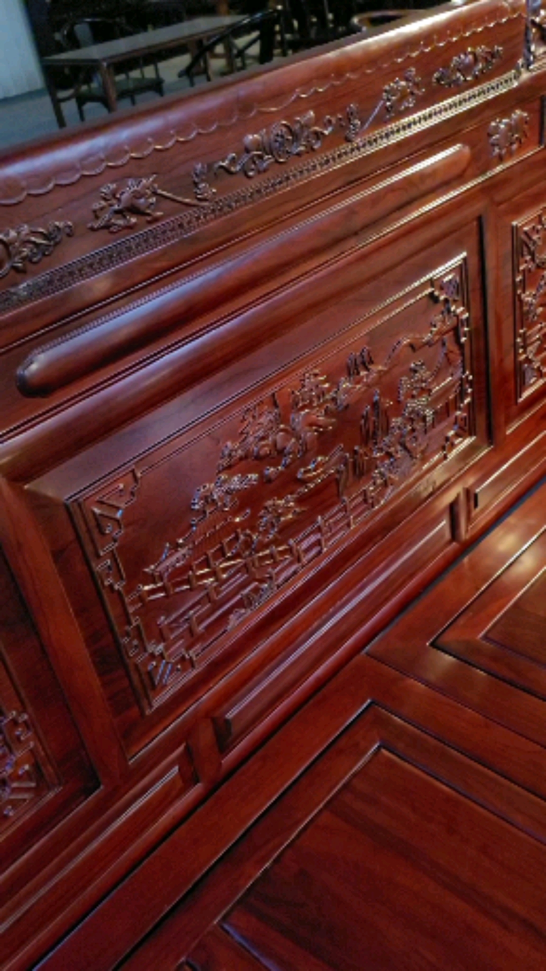 古典红木家具#老榆木兰亭序双人床2×1.8颜色可选支持定制