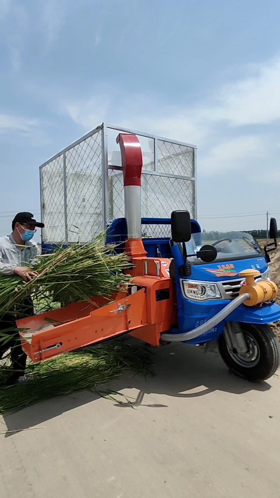 改装三轮铡草车,移动式铡草揉丝车