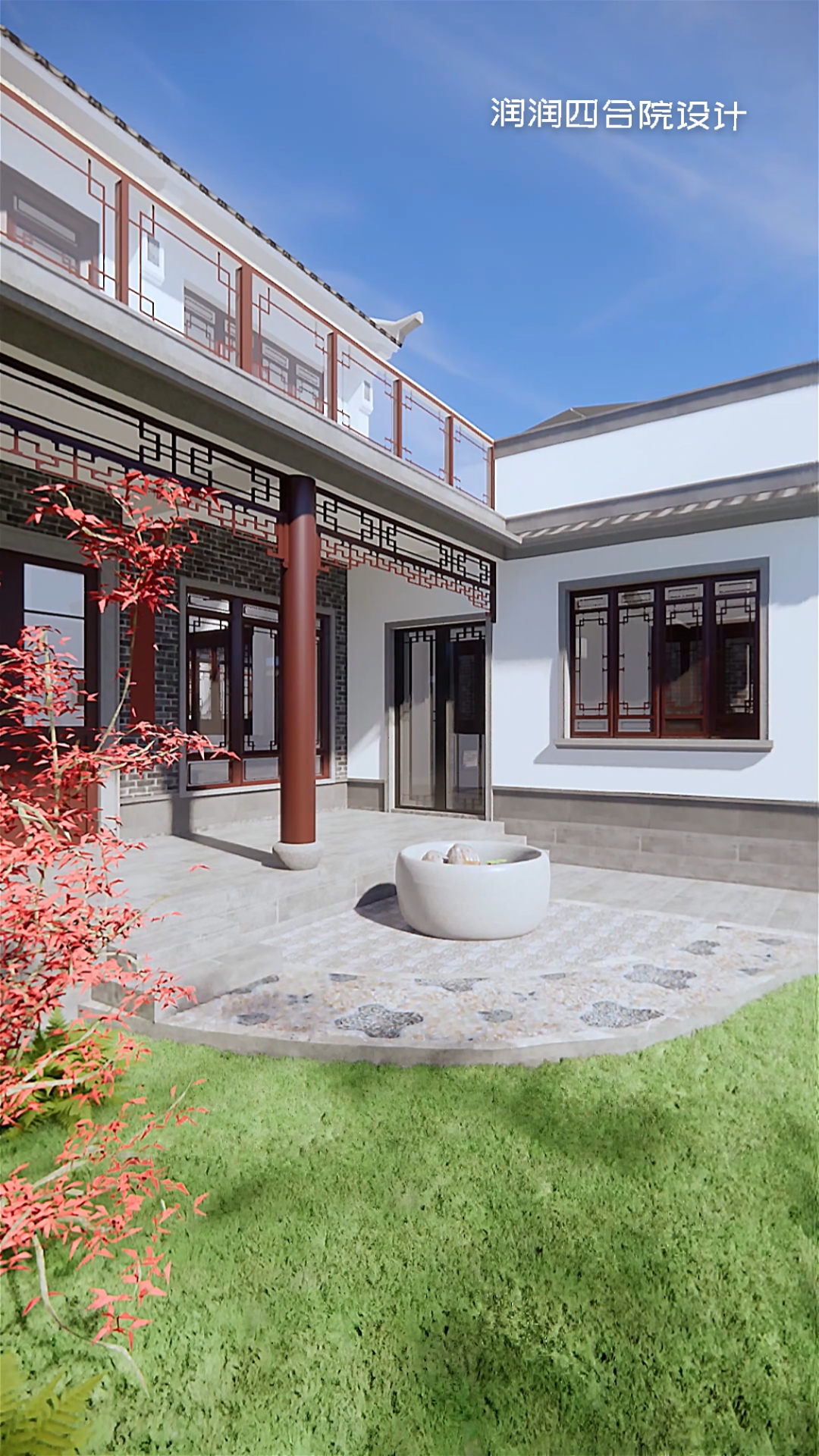 农村自建房#很受欢迎的北方小院,两层新中式庭院别