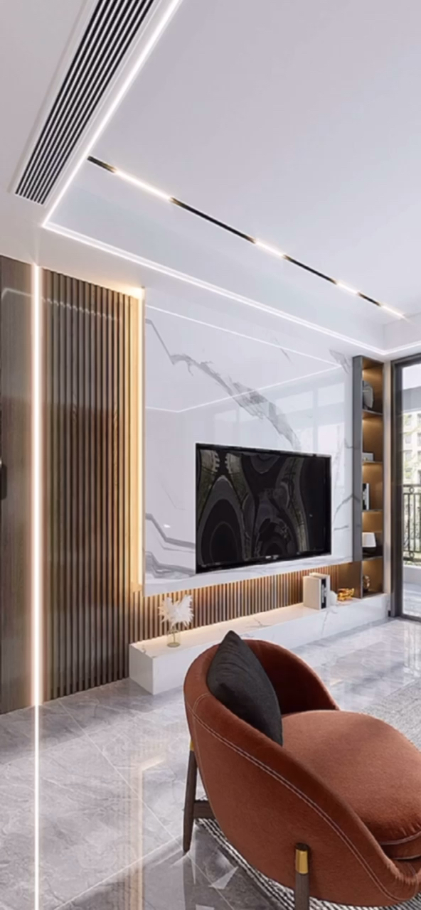 岩板悬空背景墙#悬空电视背景墙