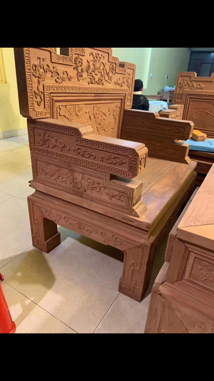 榫卯缅花汉宫春晓沙发六件套