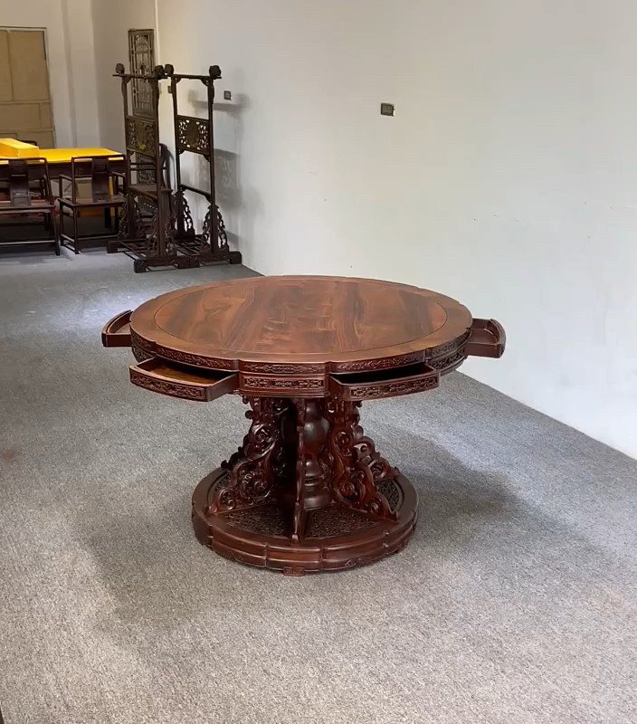 古典红木家具#大红酸枝休闲圆桌