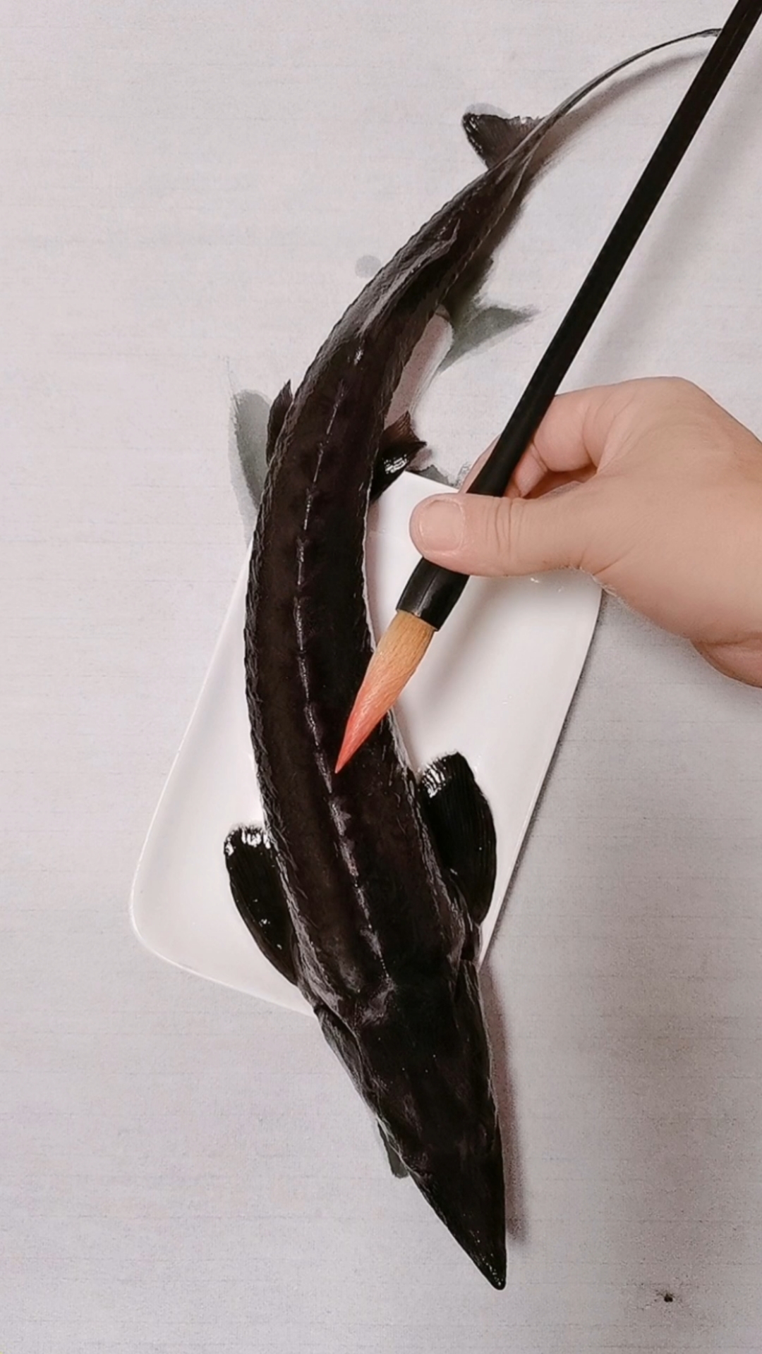 我要上热门#教你国画鲟鱼画法