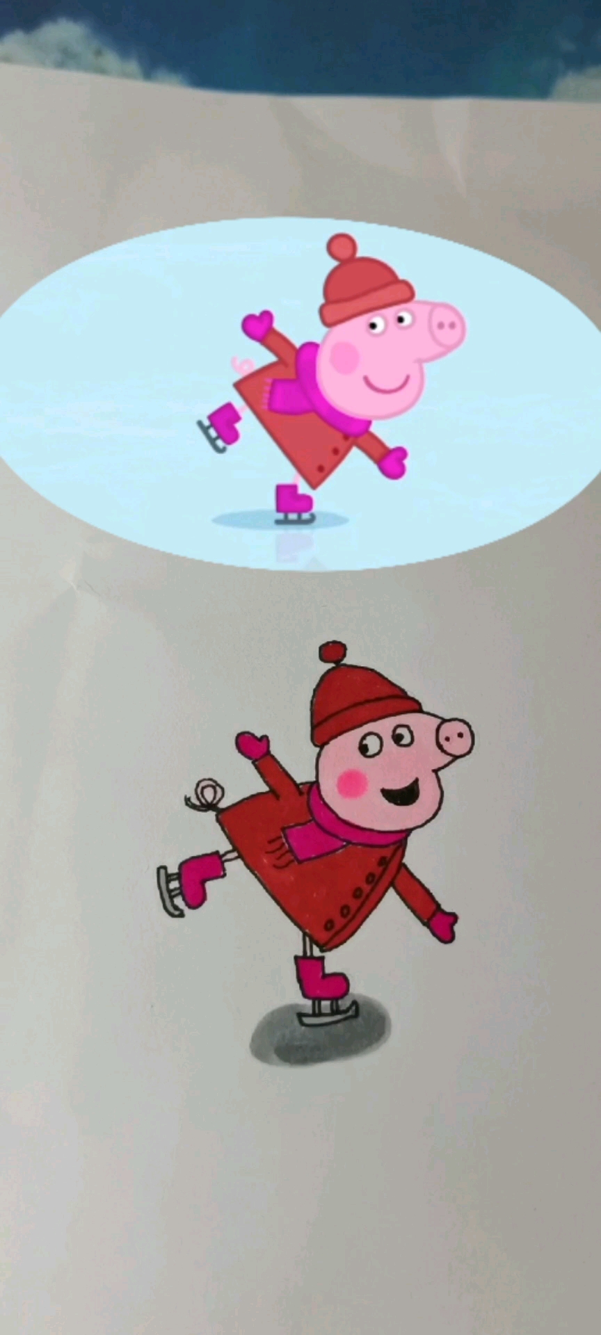 全民最牛手艺人#小猪佩奇滑冰简笔画