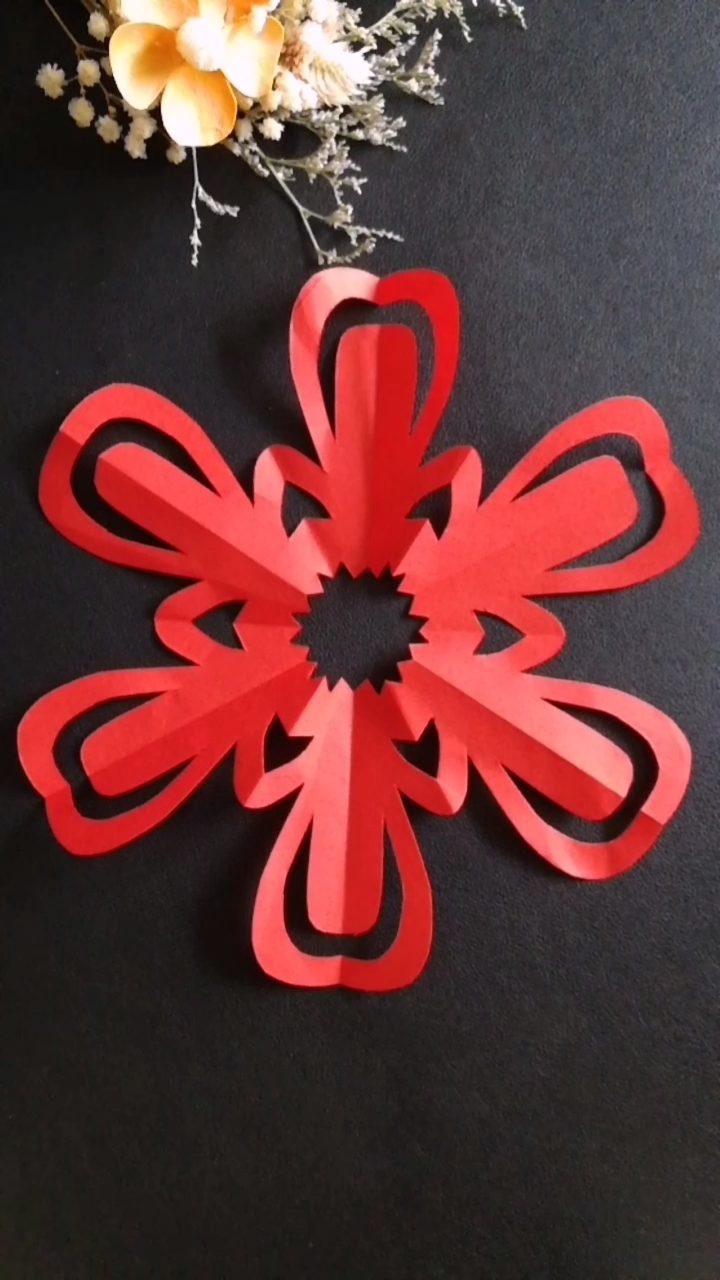 剪纸#六角窗花剪纸,简单漂亮.