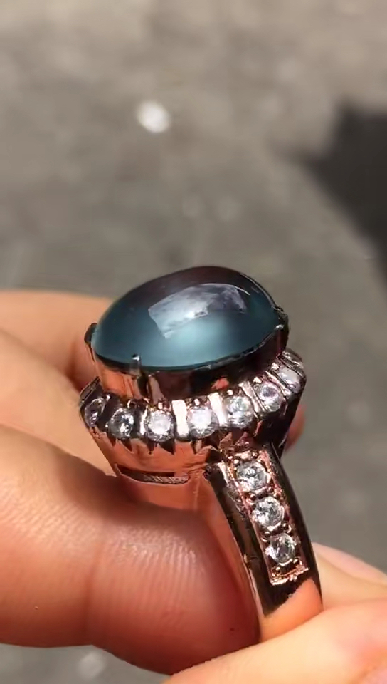 翡翠戒面珠宝#精品蓝刚戒面