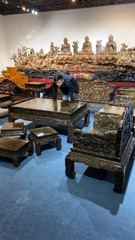 好物推荐#金丝楠阴沉木荷花沙发十三件套