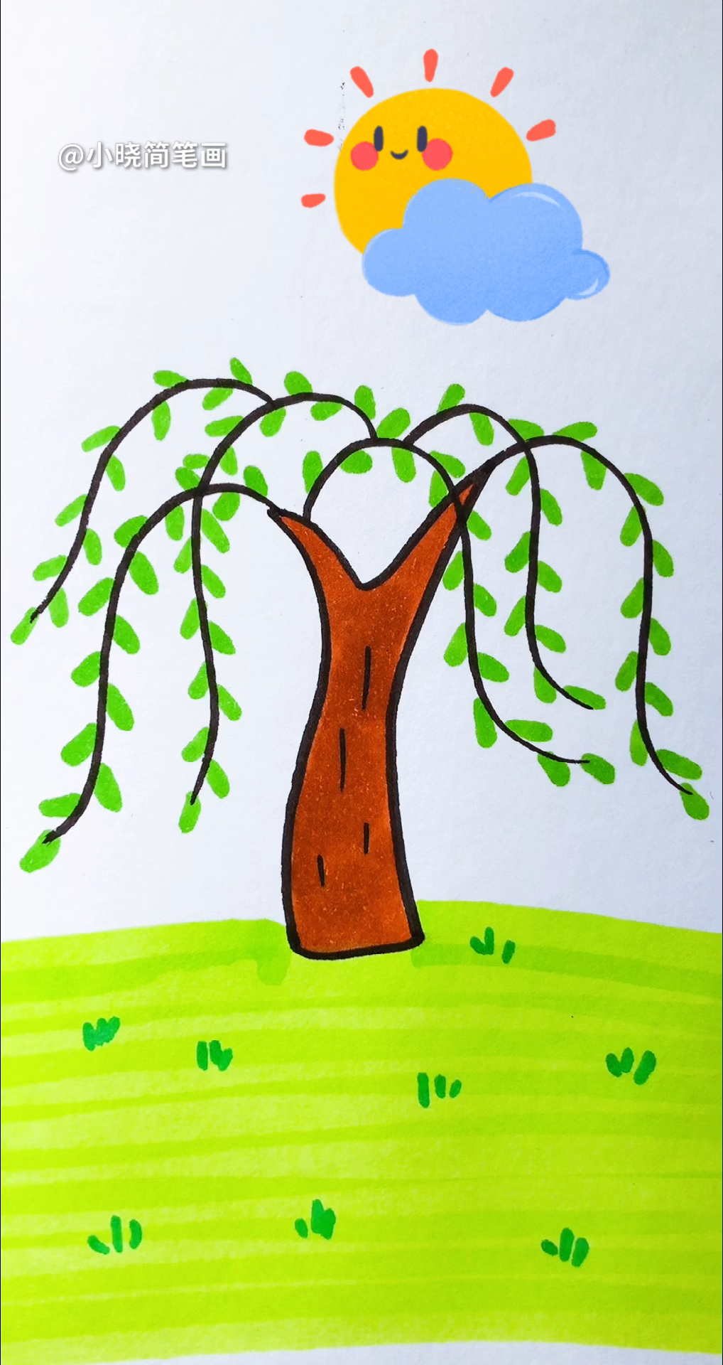 柳树图画儿童画图片