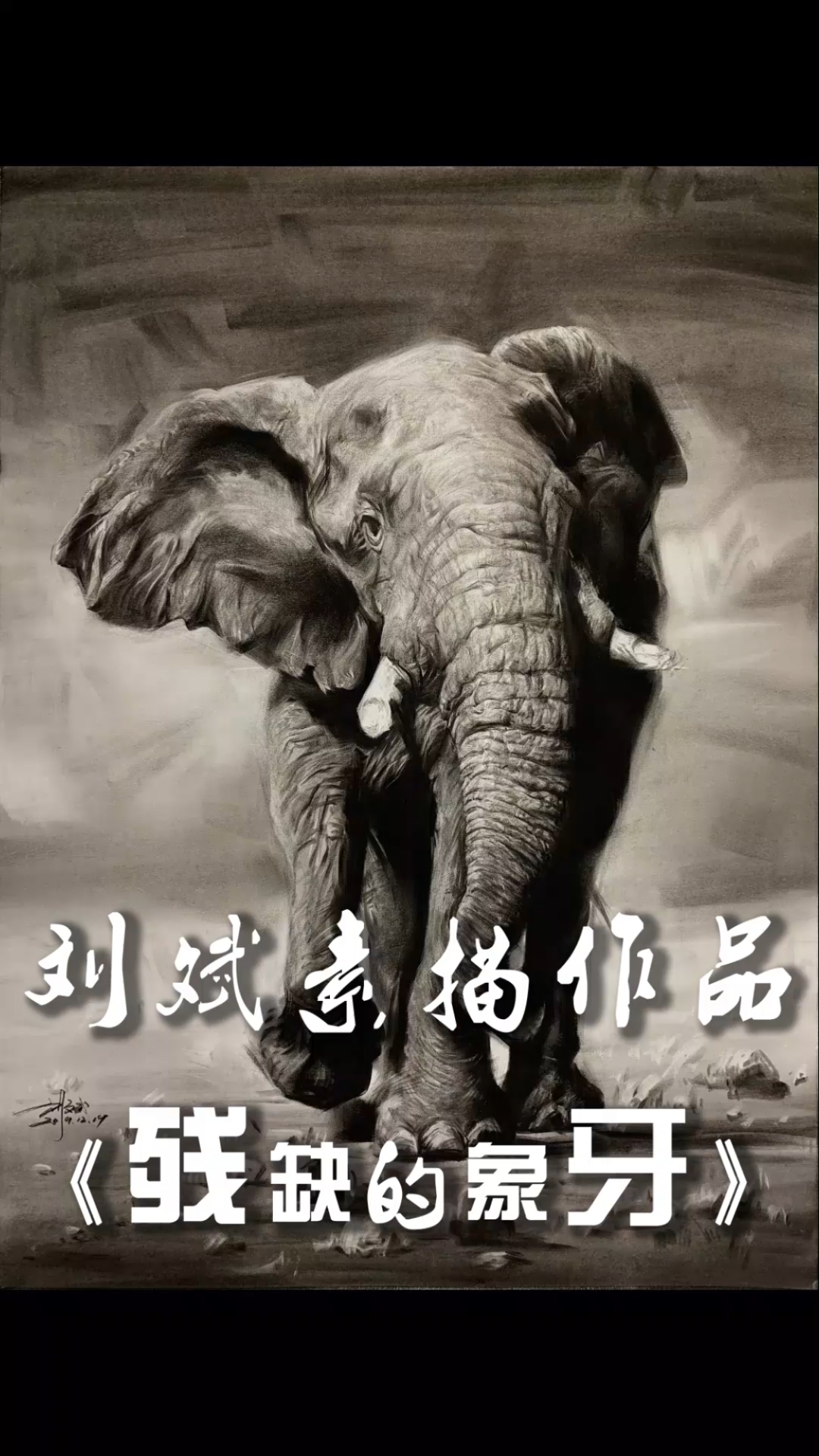 绘画#刘斌老师素描作品《残缺的象牙》-度小视