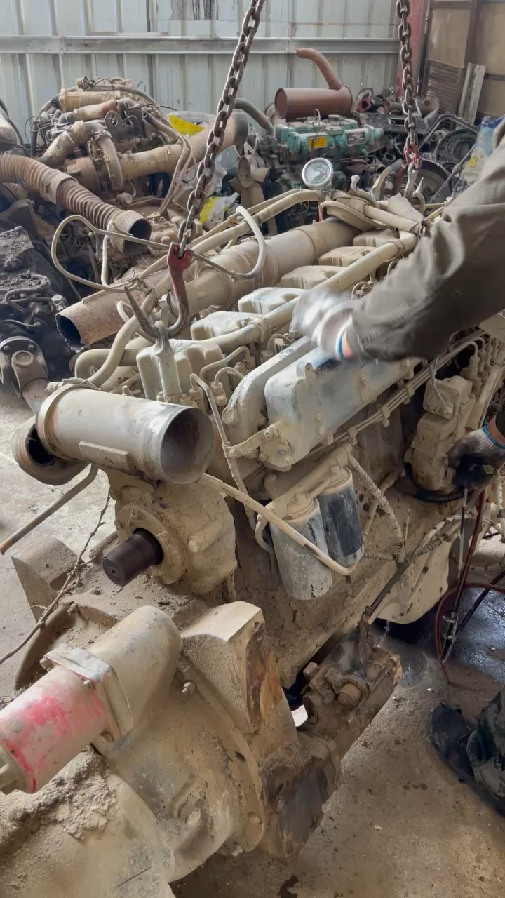 潍柴搅拌车#潍柴搅拌车发动机地面测试,搅拌车发动机飞轮壳的取力器