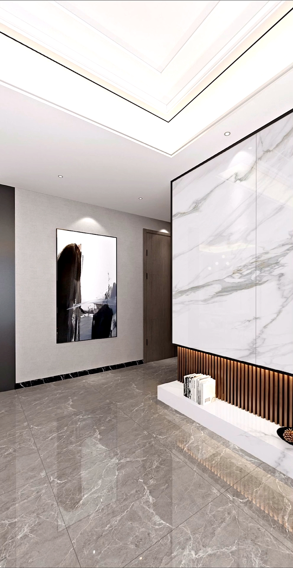 电视背景墙#给大家分享这款岩板悬空背景