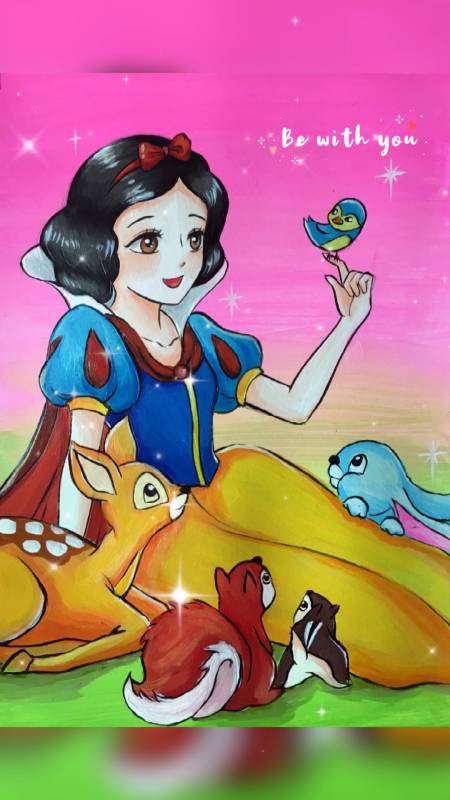画画#住在童话里的白雪公主,怎么画都好看呢～-度小视