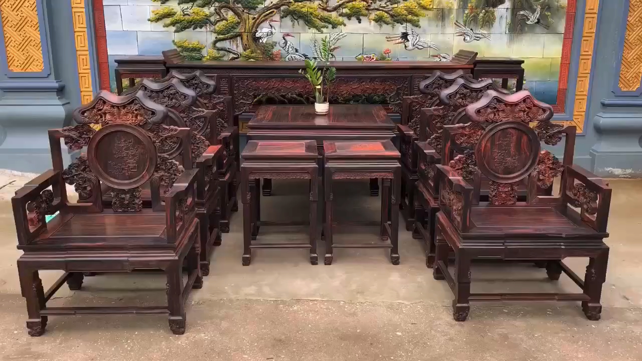 大红酸枝中堂十二件套