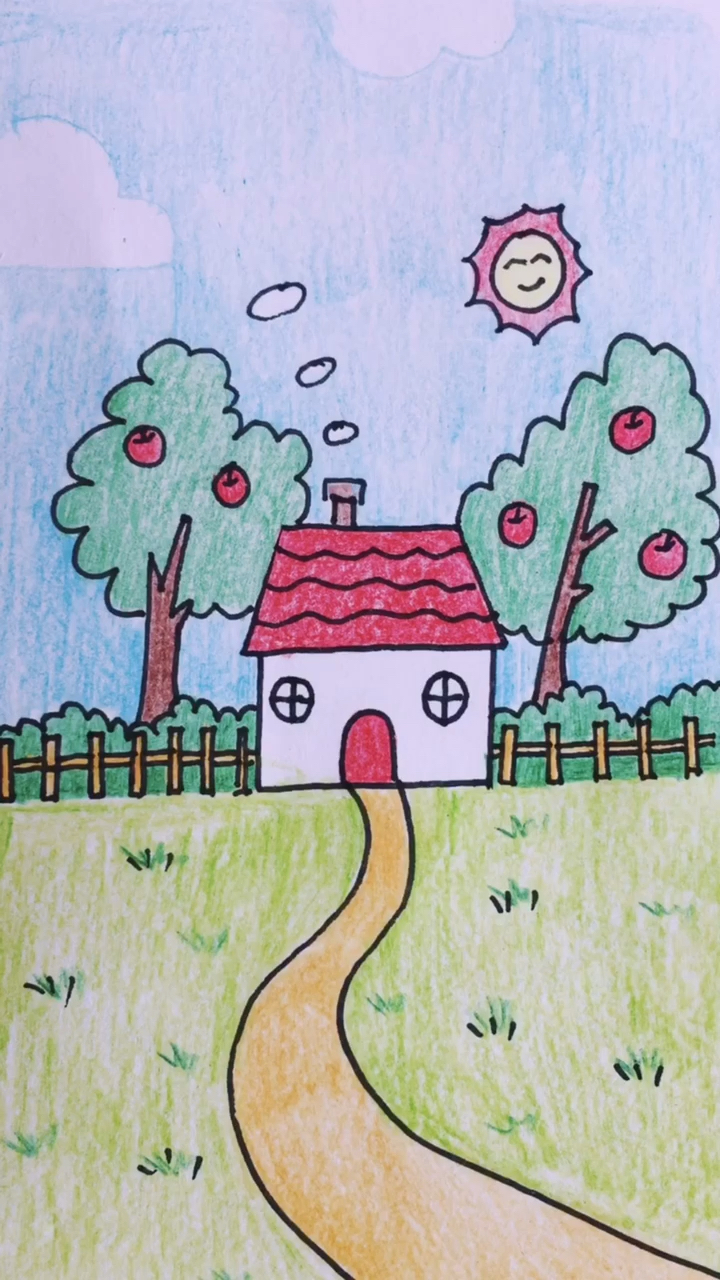 二年级画房子简单画法图片