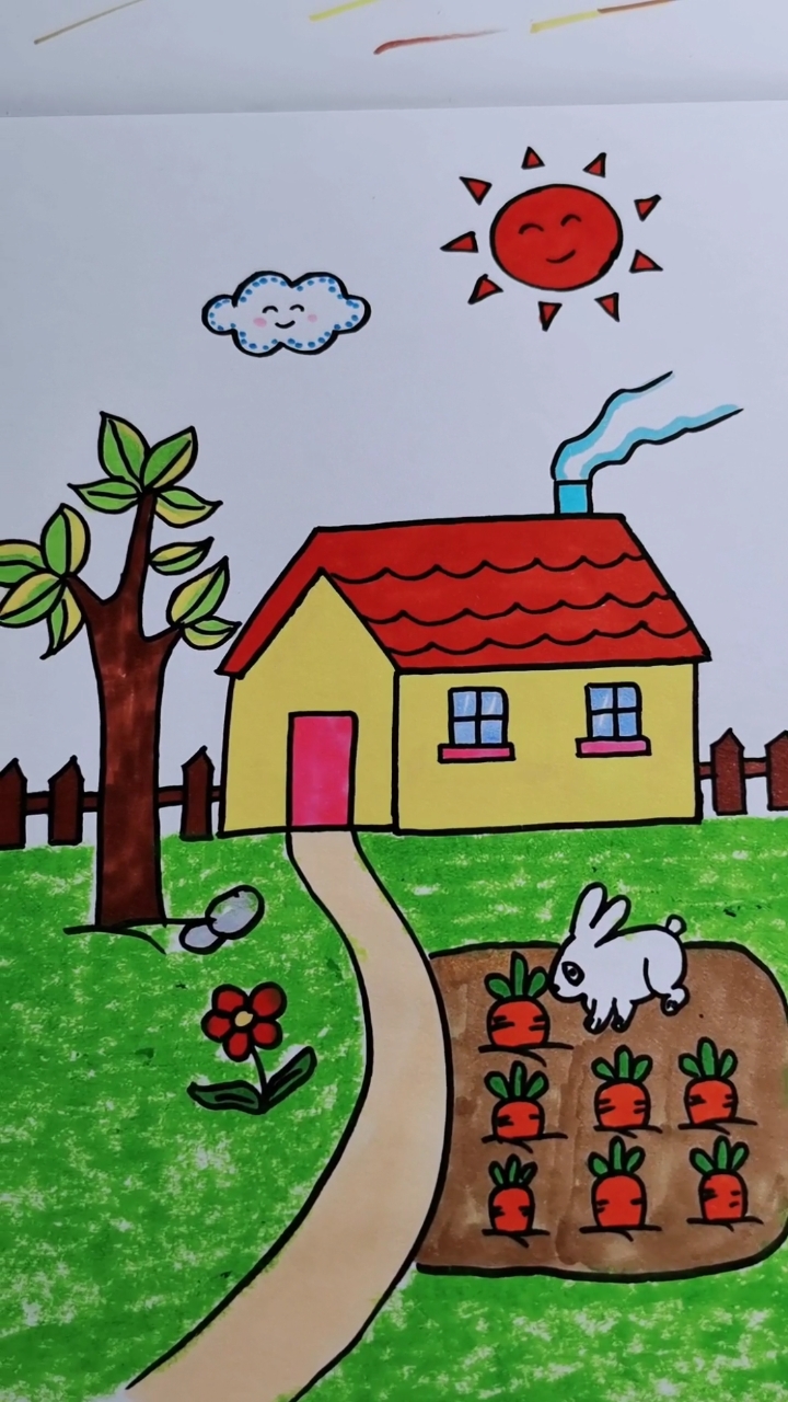 房子儿童画周围图片