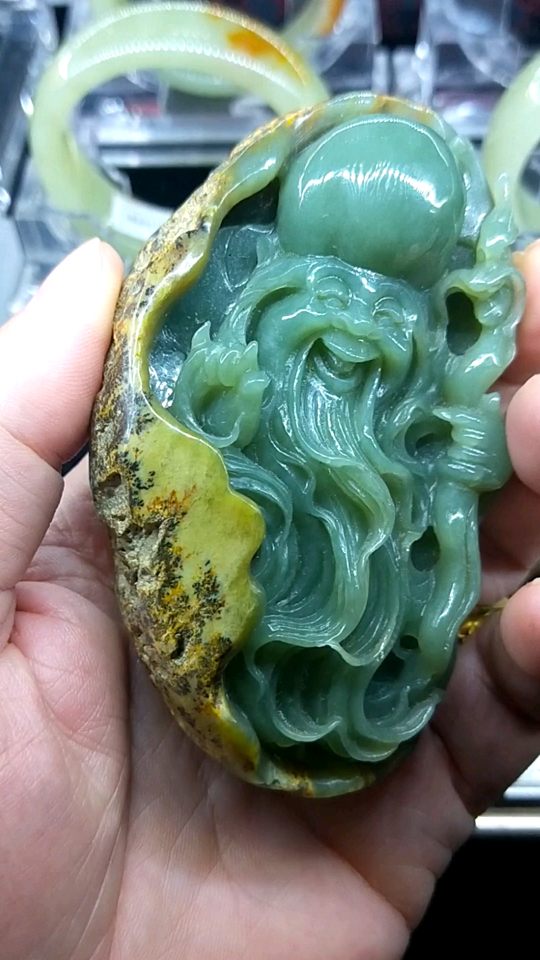 河磨玉手把件寿星