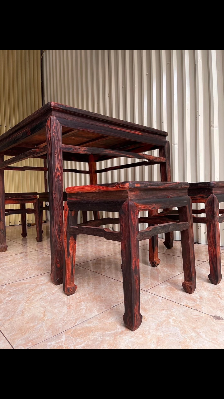 榫卯#黑飘红四方桌