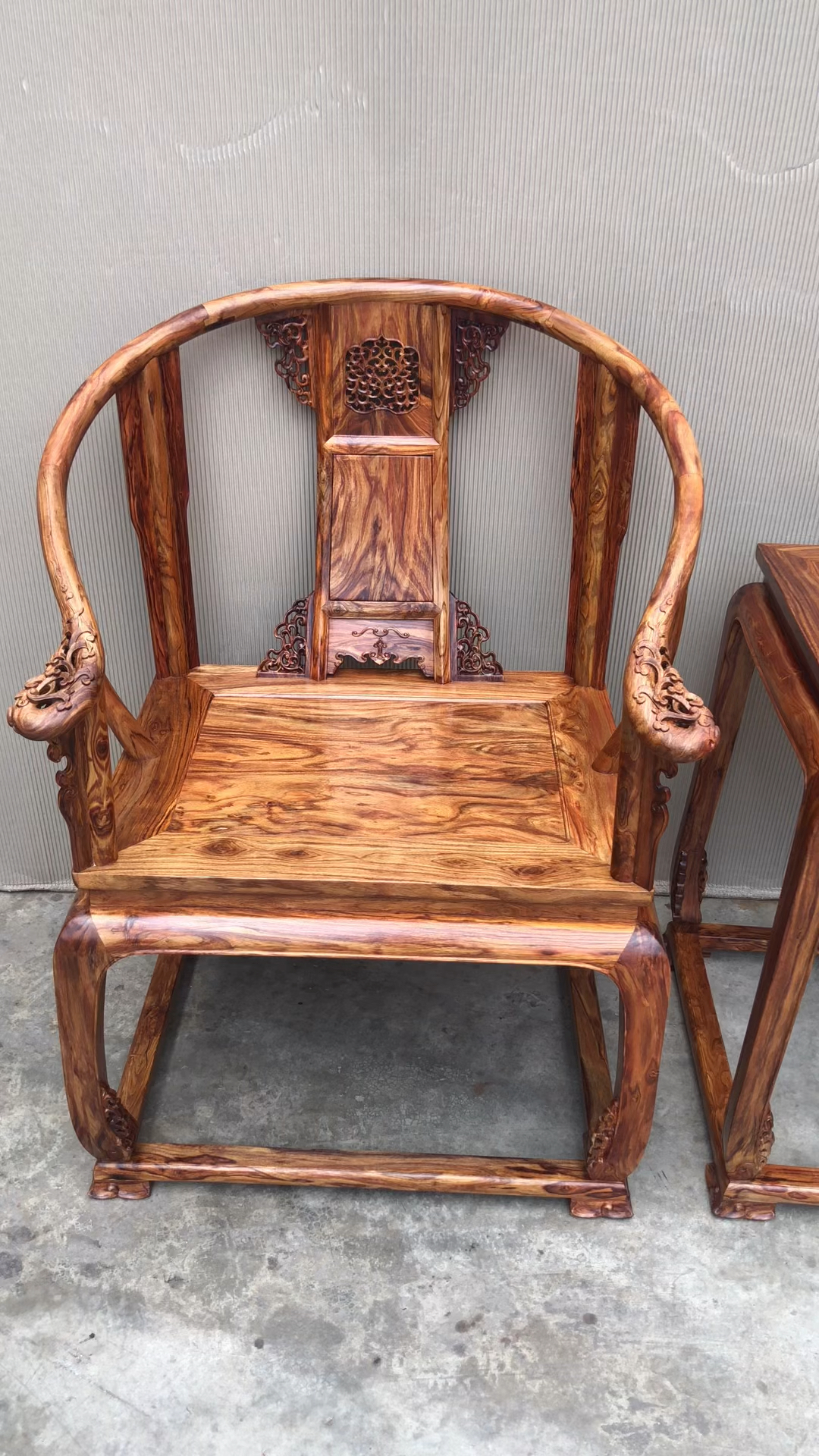 越南黄花梨皇宫椅三件套坐面独板独一无二