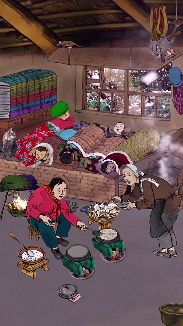 一觉醒来,外面大雪纷飞,我们姐弟一起挤在温暖的炕上