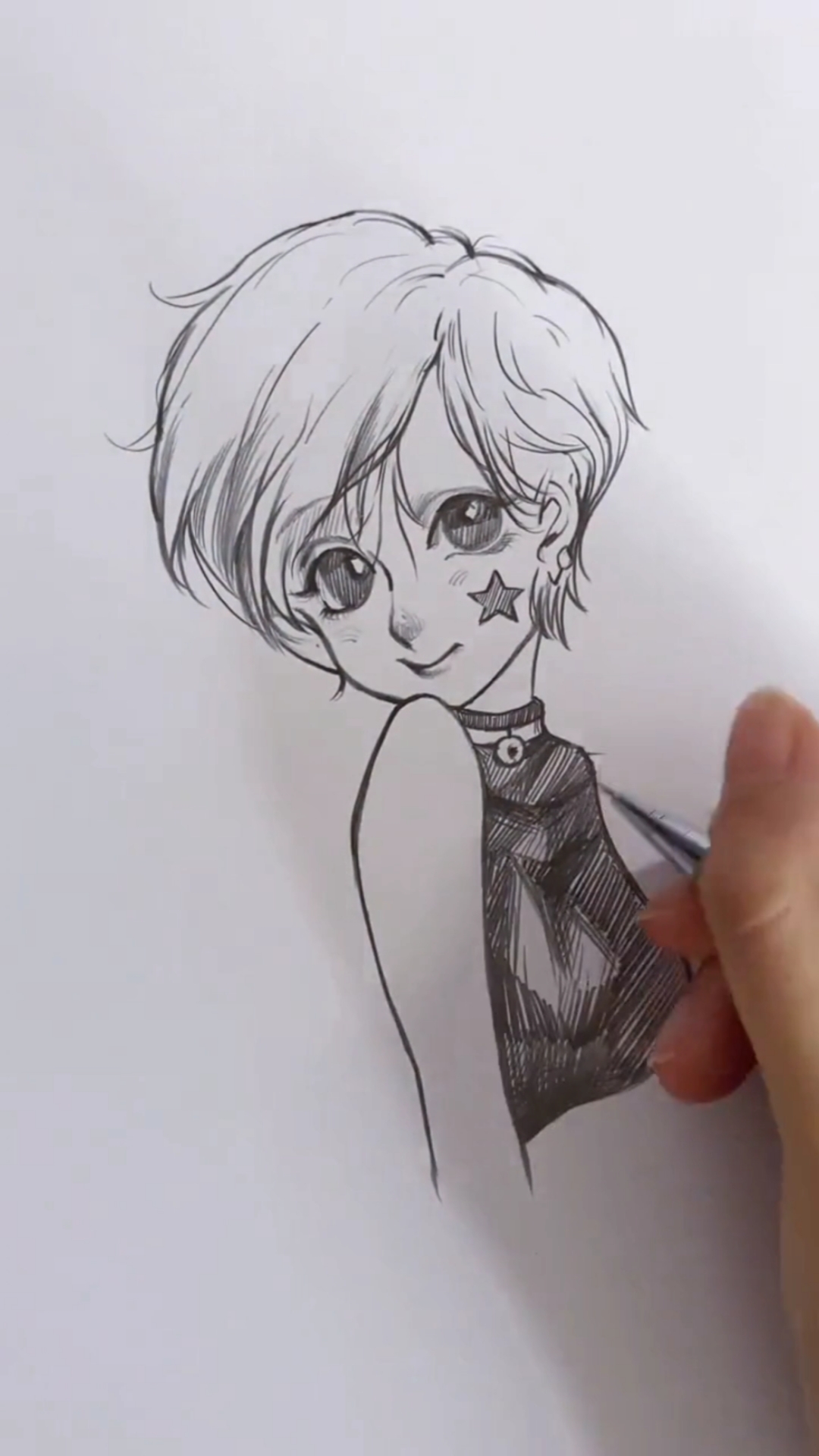 画画原来如此简单#自动铅笔手绘可爱的小女孩!