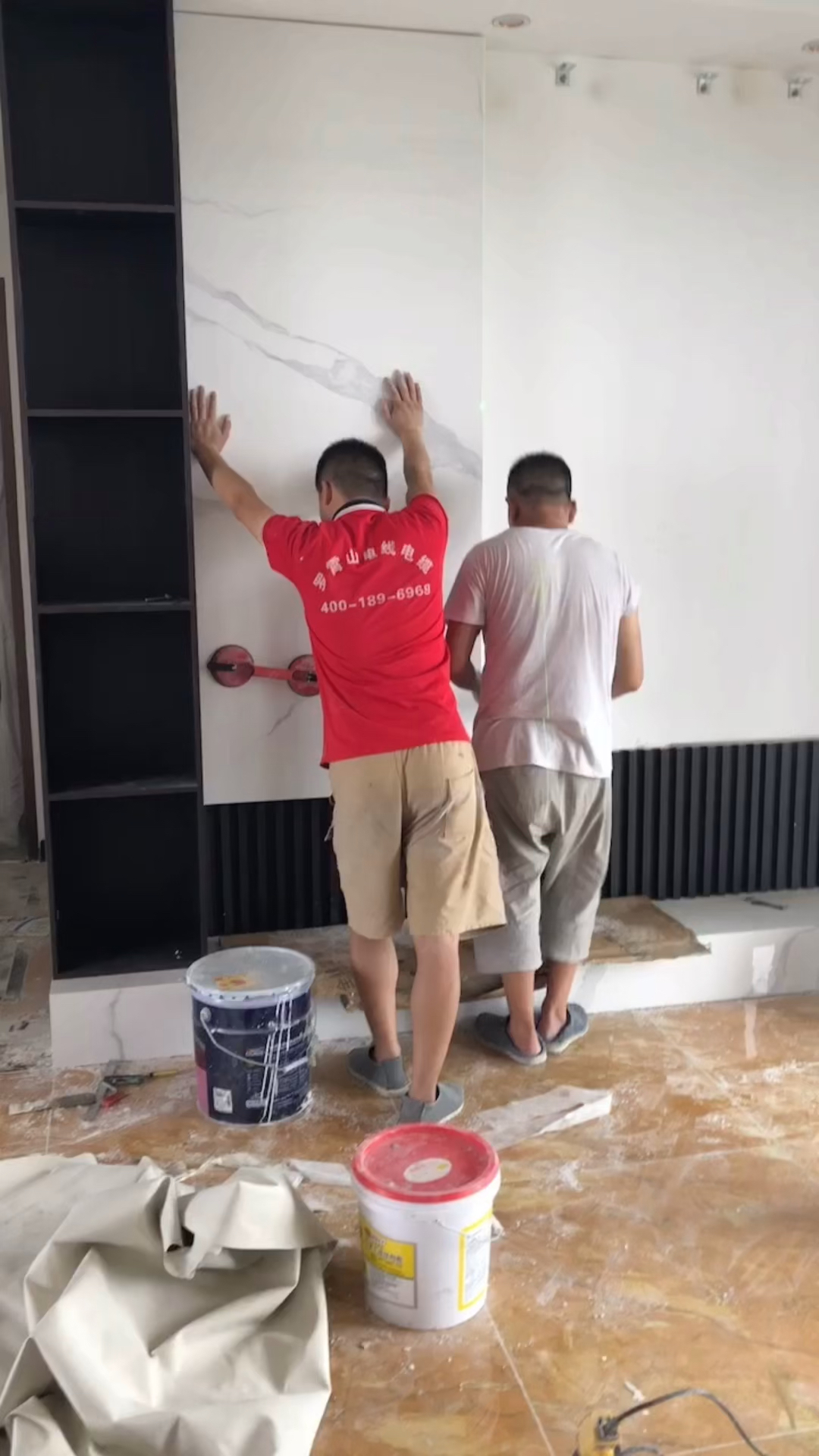 石材背景墙#安装背景墙过程