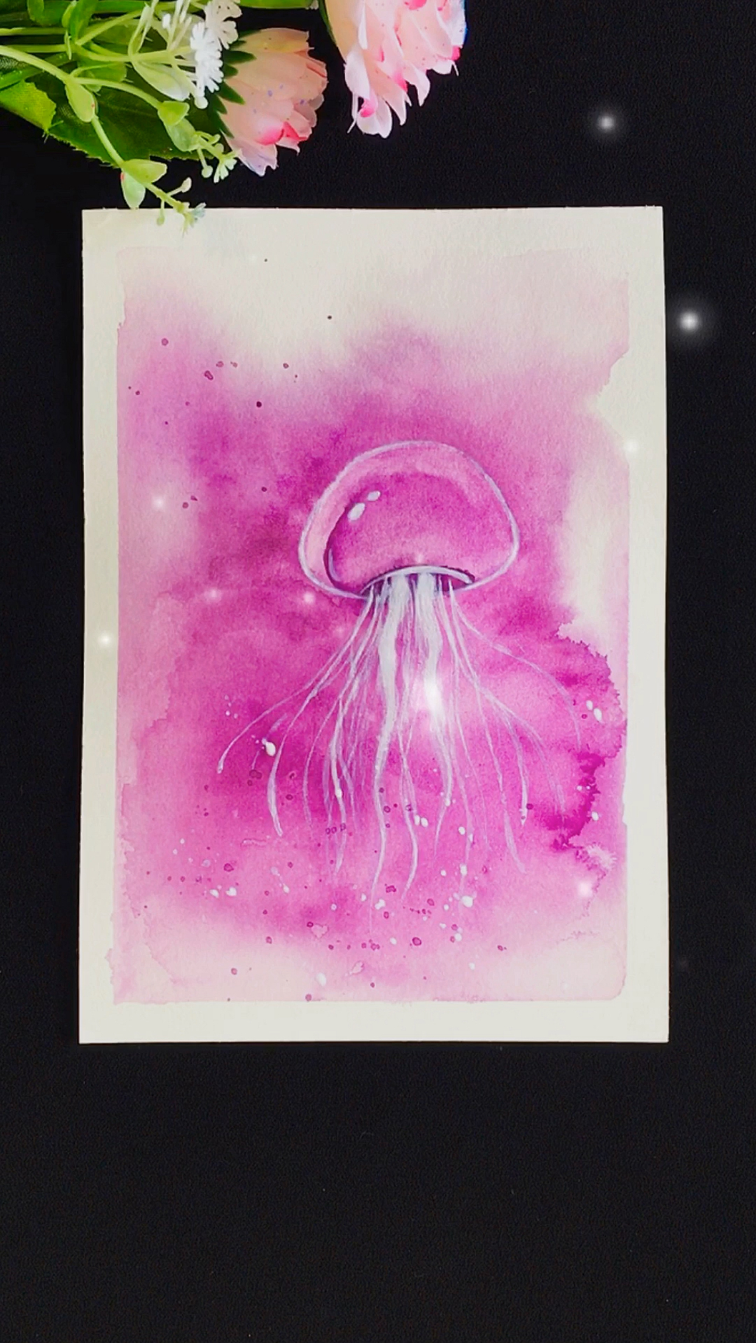 水彩#水彩画水母,看完是不是你也会了呢?